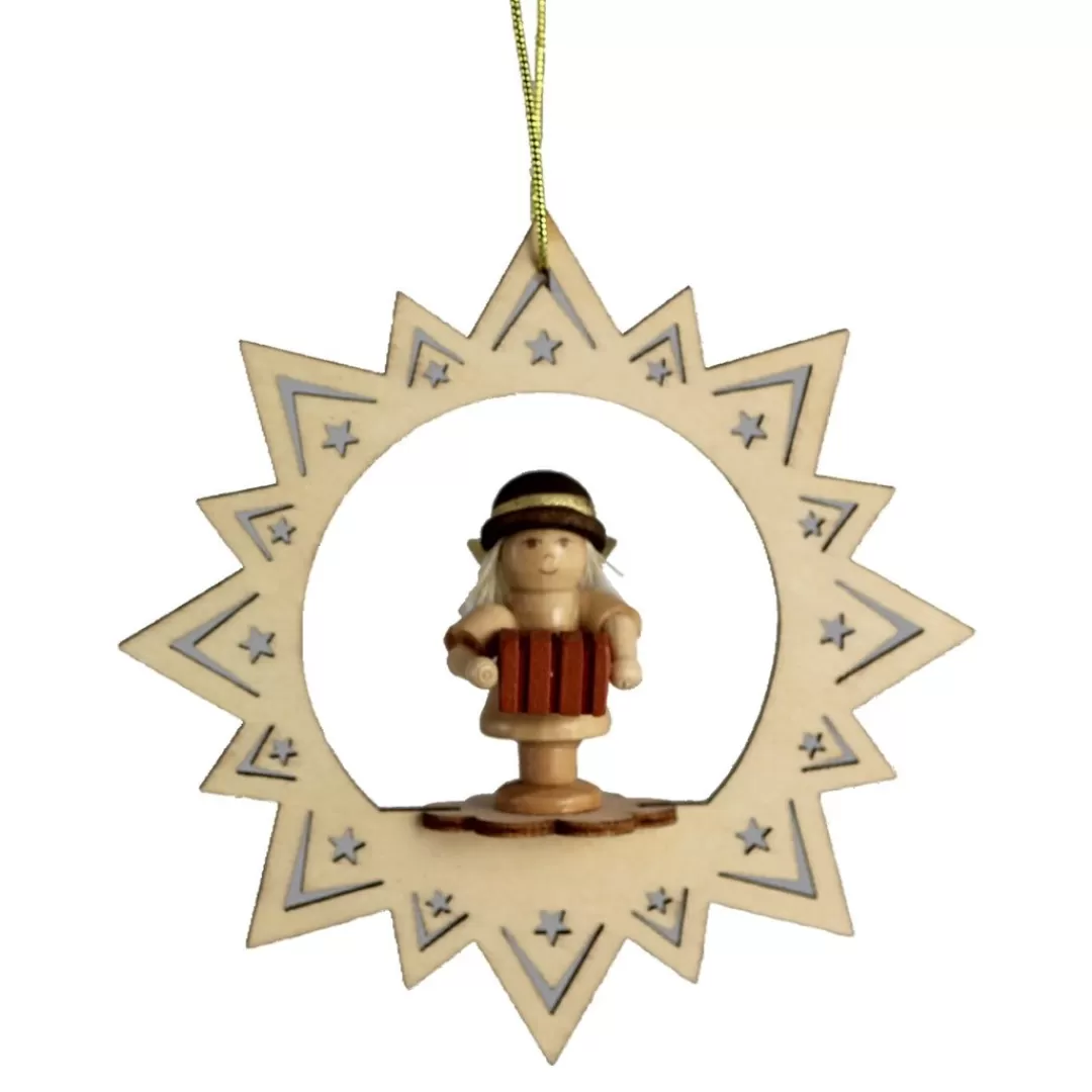 The Christmas Shop Wood*Wood Star With Angel (Accordion)