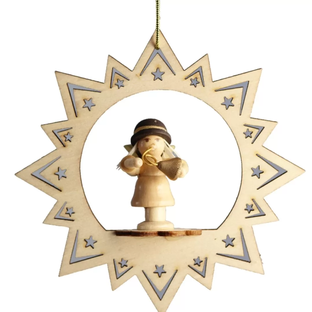 The Christmas Shop Wood*Wood Star With Angel (French Horn)